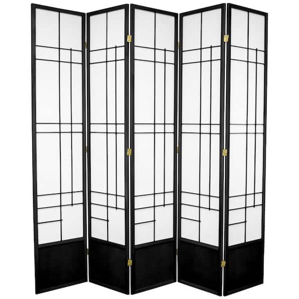 Oriental Furniture 7 ft. Black 5-Panel Room Divider