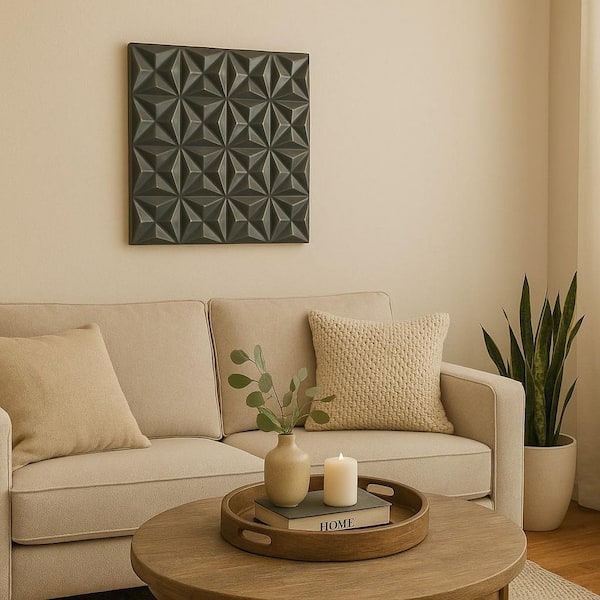 Avex 1-piece 16 in. x 16 in. Black by Unknown Square Shape Handcrafted Wooden Wall Art