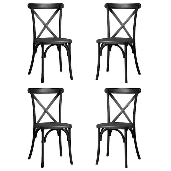 myhomore Rustic Durable Resin Matt Black Outdoor Dining Chairs with