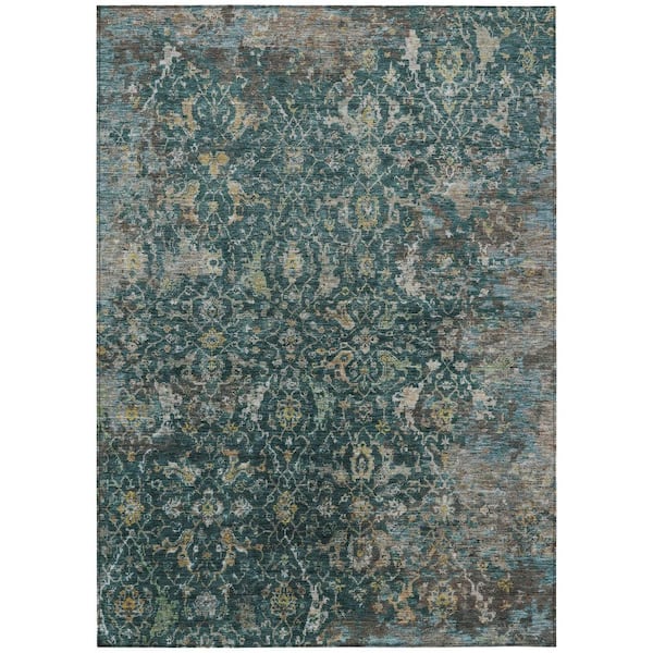 Chantille Machine Washable Indoor/Outdoor Abstract ACN2359 Teal 3 ft. x 4 ft. Area Rug