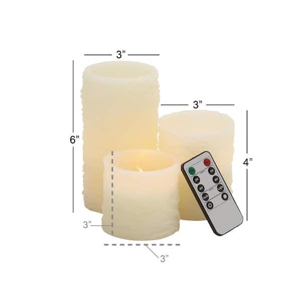 3PC BATTERY OPERATED CANDLE SET WHITE/CREAM VANILA SCENT REAL WAX FLAMELESS SET 