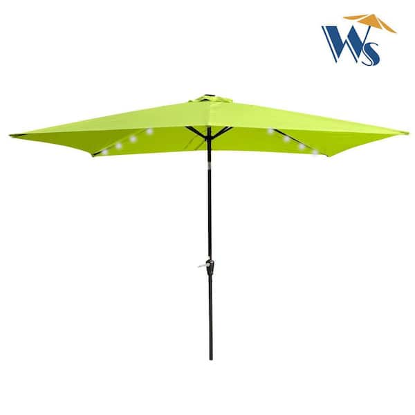 10 ft. x 6.5 ft. Market Rectangular Solar LED Lighted Outdoor Patio Umbrellas in Green