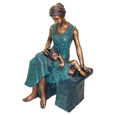 Moment Cast Bronze Garden Statue, Mother And Child Garden Statue