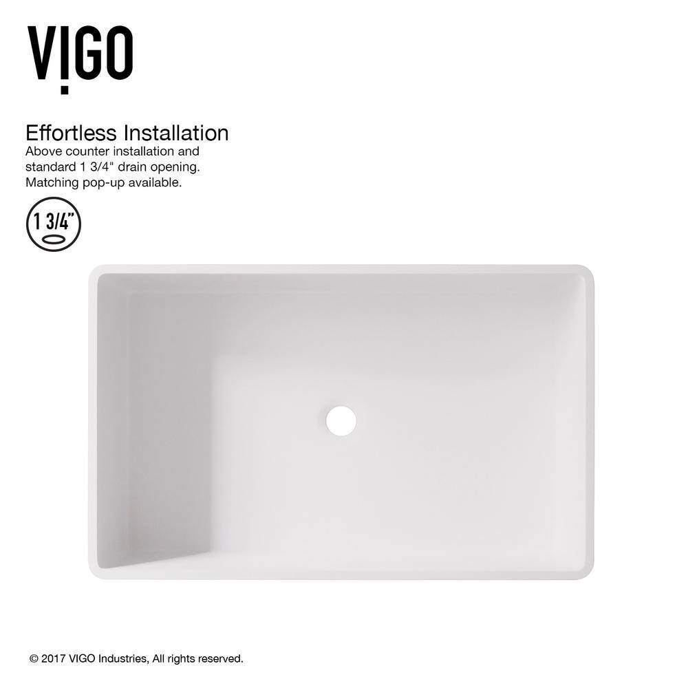 Magnolia 21" White Stone Rectangular Vessel Sink with Faucet