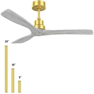 52 in. Indoor Gold Ceiling Fan without Light for Bedroom or Living Room