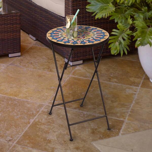S Dente Cielo Mosaic Metal Outdoor Side Table Omt005 The Home Depot S Dente Cielo Mosaic Metal Outdoor Side, Mosaic Outdoor Side Table