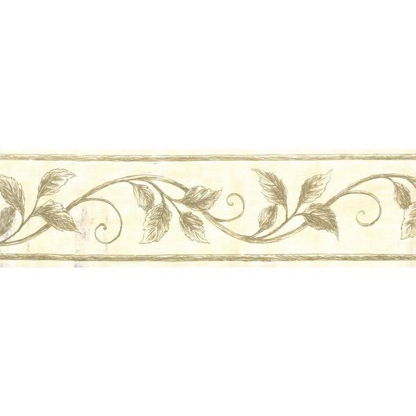 Dundee Deco Falkirk Brin Leaves On Vine Golden Yellow Sage Green Wallpaper Border Bd6018 The Home Depot