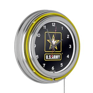 United States Army Yellow U.S. Army Lighted Analog Neon Clock