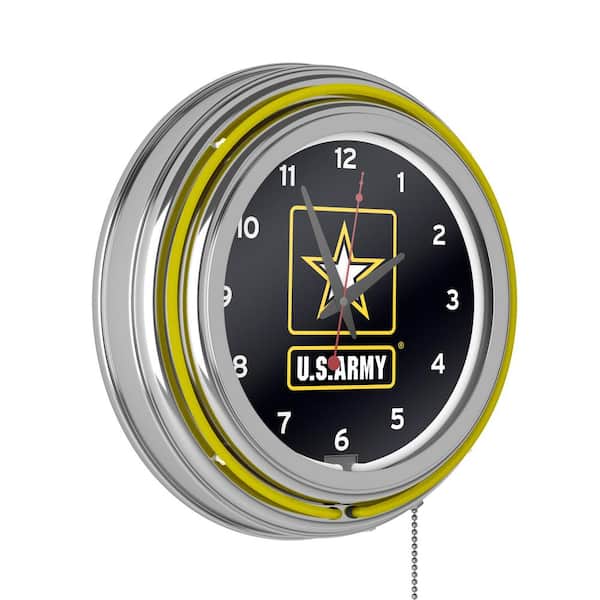 Unbranded United States Army Yellow U.S. Army Lighted Analog Neon Clock