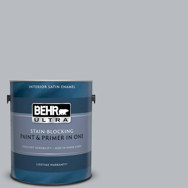 BEHR ULTRA 1 gal. #UL260-19 French Silver Satin Enamel Interior Paint and Primer in One
