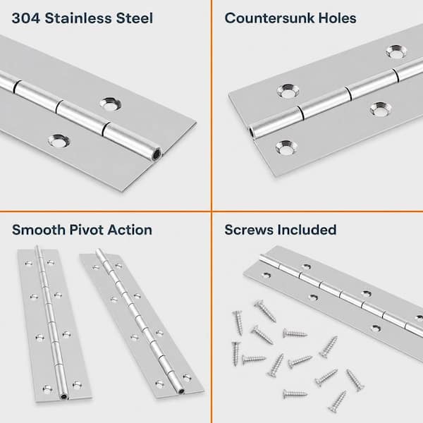 12 Pack 4 Stainless Steel Piano Hinges – Black, 1.2 Open Width, 0.04 Leaf Thickness For Cabinets & Boxes Heavy Duty Box Hinge