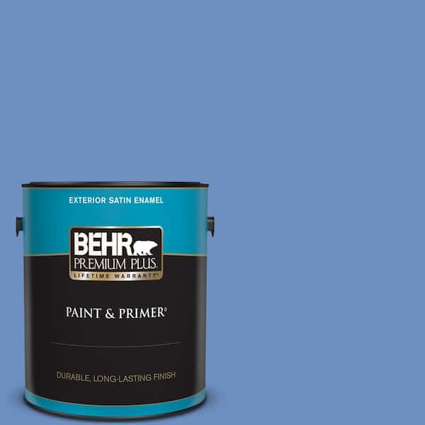 BEHR PREMIUM PLUS 1 gal. #590B-5 Purple Hyacinth Satin Enamel Exterior Paint & Primer