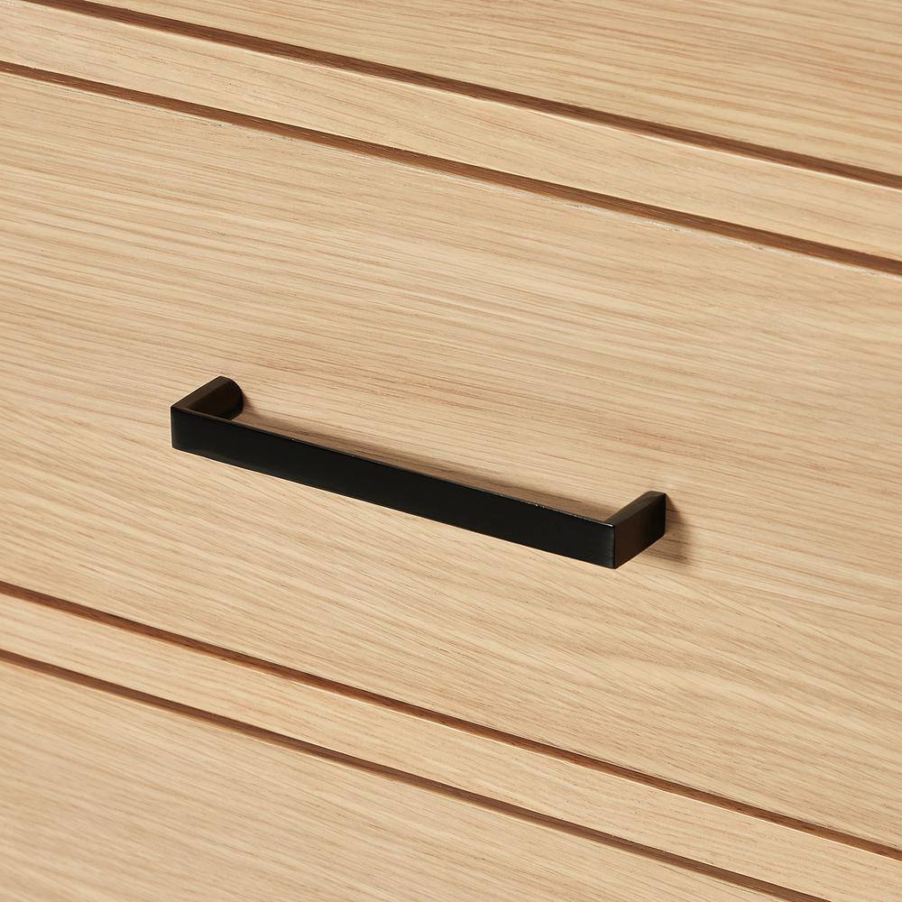 Hepburn 66" Medium Oak Freestanding Bathroom Vanity Base with Black Hardware