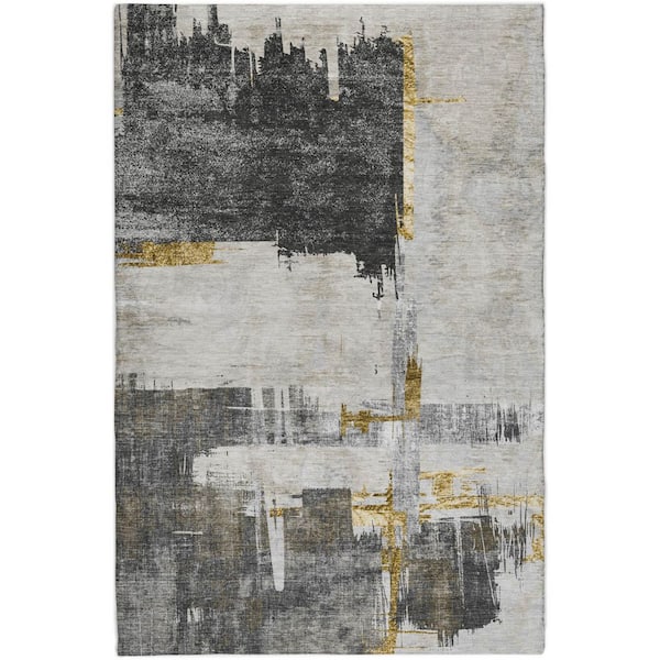 Dream Shag Premium Machine Washable Abstract ADS624 Gray 9 ft. x 12 ft. Area Rug