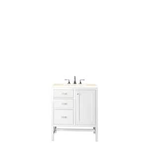 Addison 30 in. W x 23.5 in. D x 35.5 in. H Bath Vanity in Glossy White with Eternal Marfil Quartz Top and Basin