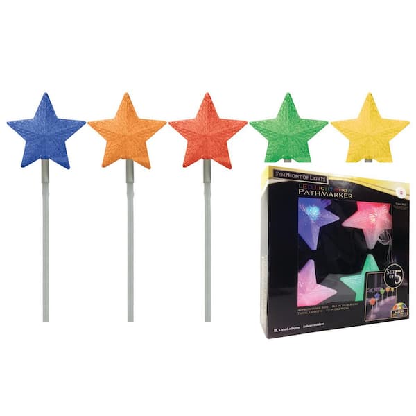 Battery Operated Pathmarker LED Light Show Stars (5-Set)