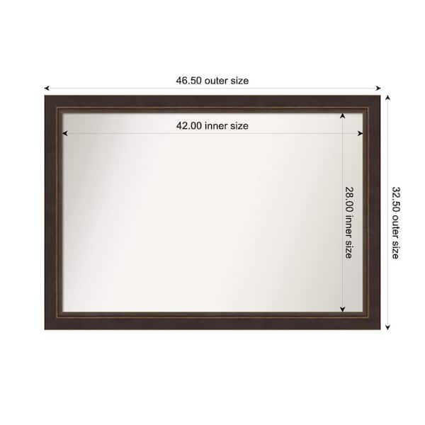 Amanti Art Lara Bronze 46.5 in. x 32.5 in. Custom Non-Beveled Wood FramedBathroom Vanity Wall Mirror