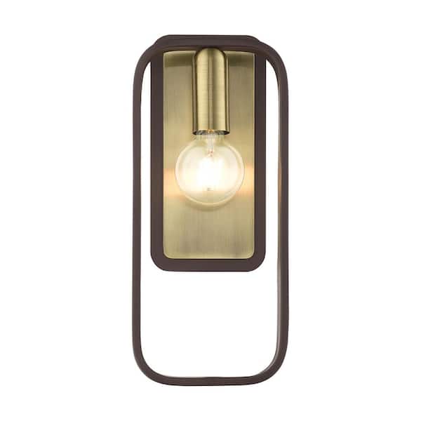 Addingham 1-Light Bronze with Antique Brass Accents ADA Single Sconce