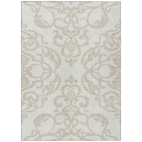 Chantille Machine Washable Indoor/Outdoor Abstract ACN973 Ivory 5 ft. x 7 ft. 6 in. Area Rug