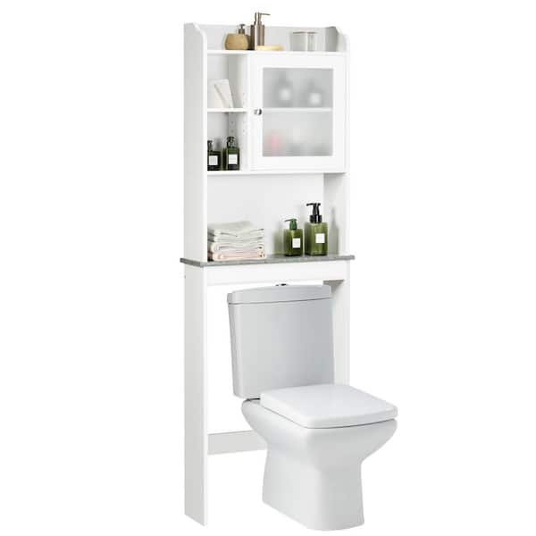 Wall-Mounted Bathroom Organizer - Medicine Cabinet or Over-the-Toilet  Storage with Stylish Shutter Doors and Towel Bar by Lavish Home (White)