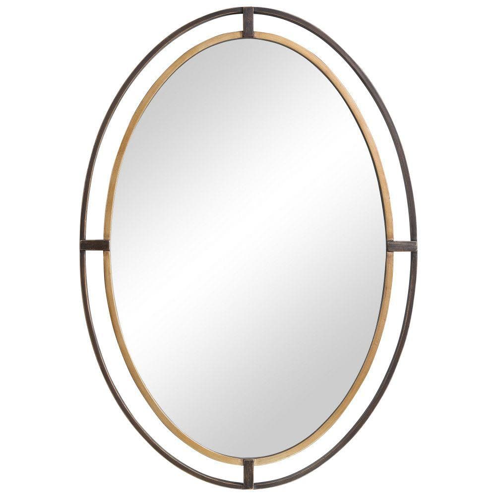 Benjara 1.5 In. W X 34.75 In. H Wooden Frame Bronze Wall Mirror ...