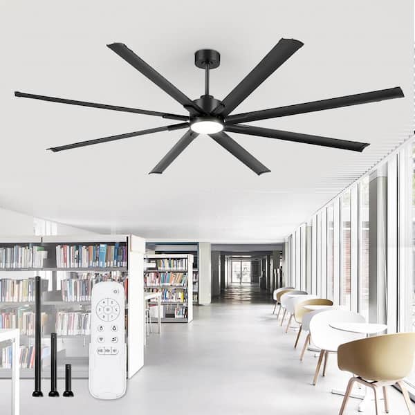 96 in. Integrated LED Indoor/Outdoor Black 8-Blades Ceiling Fan with Aluminum Blades and Remote Included