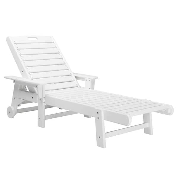 Winado White Plastic Adjustable Outdoor Chaise Lounge
