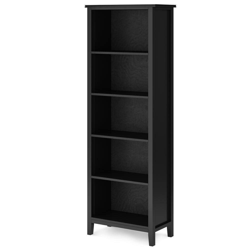 Artisan Solid Wood 72'' Adjustable 5-Shelf Bookcase in Black