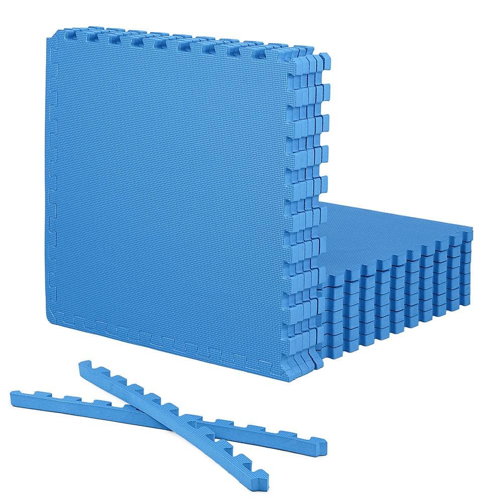 Blue 24 in. W x 24 in. L x 1 in. Thick EVA Foam Double-Sided T Pattern Gym Flooring Mat (12 Tiles/Pack) (48 sq. ft.) price history on PriceWatchPro
