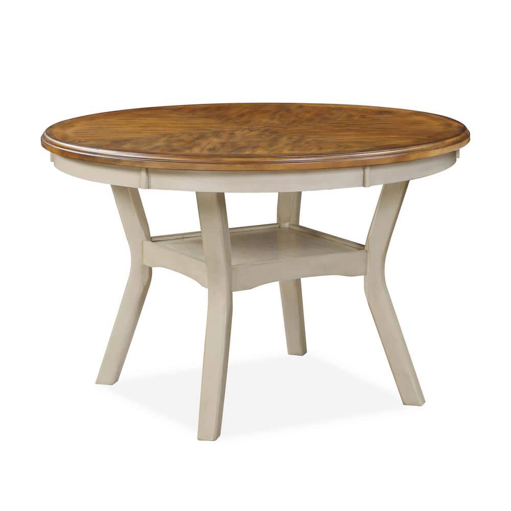 Mitchell 5-Piece Beige and Brown Round Dining Set with Storage Shelf