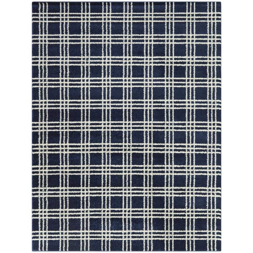 Blue Navy Plaid Tartan Round Rug main image 1