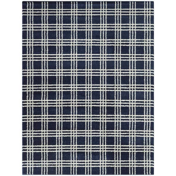 BALTA Reuben Navy Blue 5 ft. x 7 ft. Plaid Area Rug