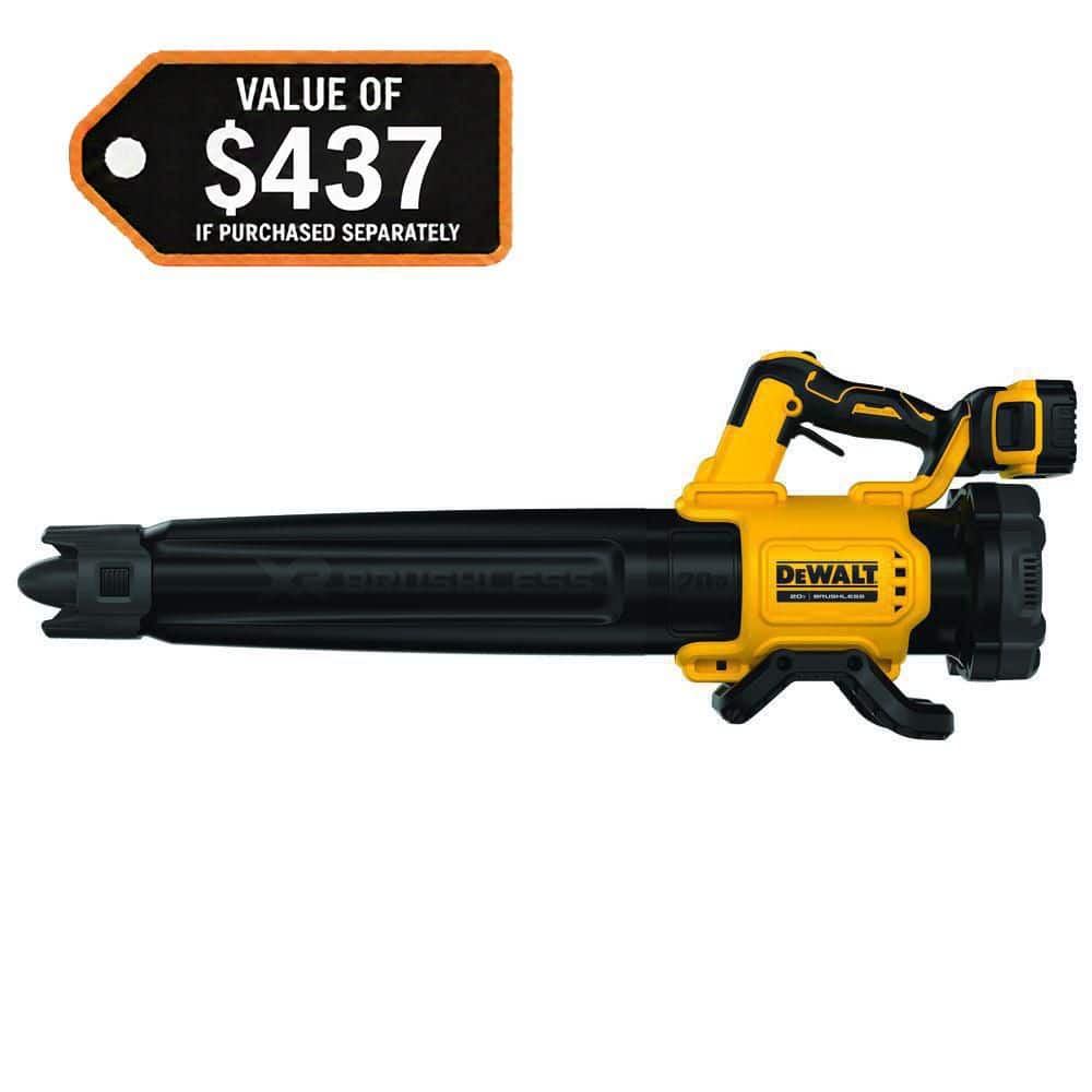 DEWALT 20V MAX 125 MPH 450 CFM Brushless Cordless Battery Powered Blower Kit with (1) 5 Ah Battery & Charger DCBL722P1
