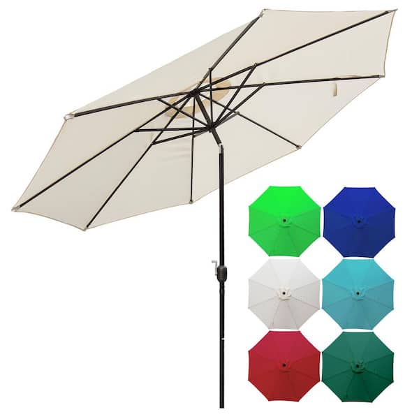 Abba Patio 9 ft. Outdoor Market Umbrella with Push Button Tilt and Crank Patio Umbrella 8 Ribs in Beige