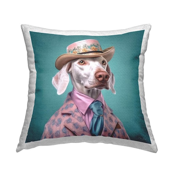 Chic Dog Fashion Blue Square Outdoor Throw Pillow