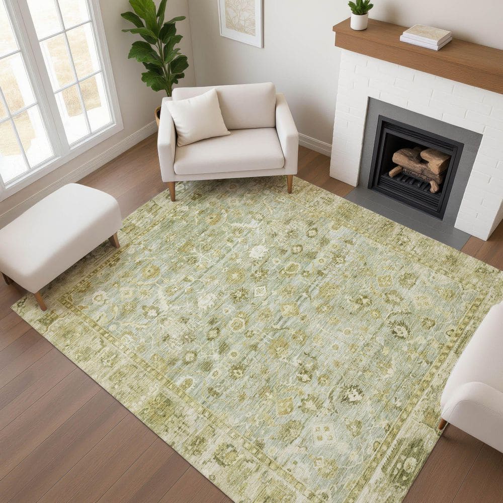 Mayfield Premium Machine Washable Abstract AMF1772 Sage 8 ft. x 10 ft. Area Rug price history on PriceWatchPro