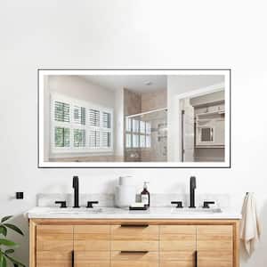 60 in. W x 28 in. H Rectangular Anodized Aluminum Framed Wall Mount ETL-listed LED Light Bathroom Vanity Mirror in Black