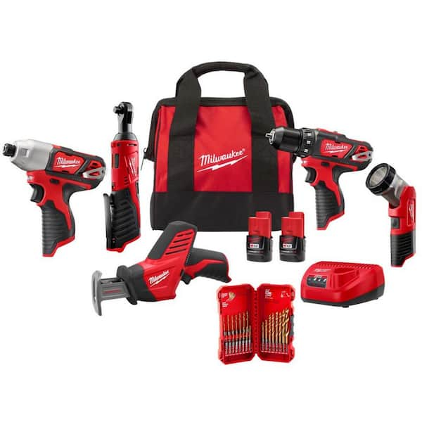 Milwaukee M12 12V Lithium Ion Cordless 5 Tool Combo Kit w