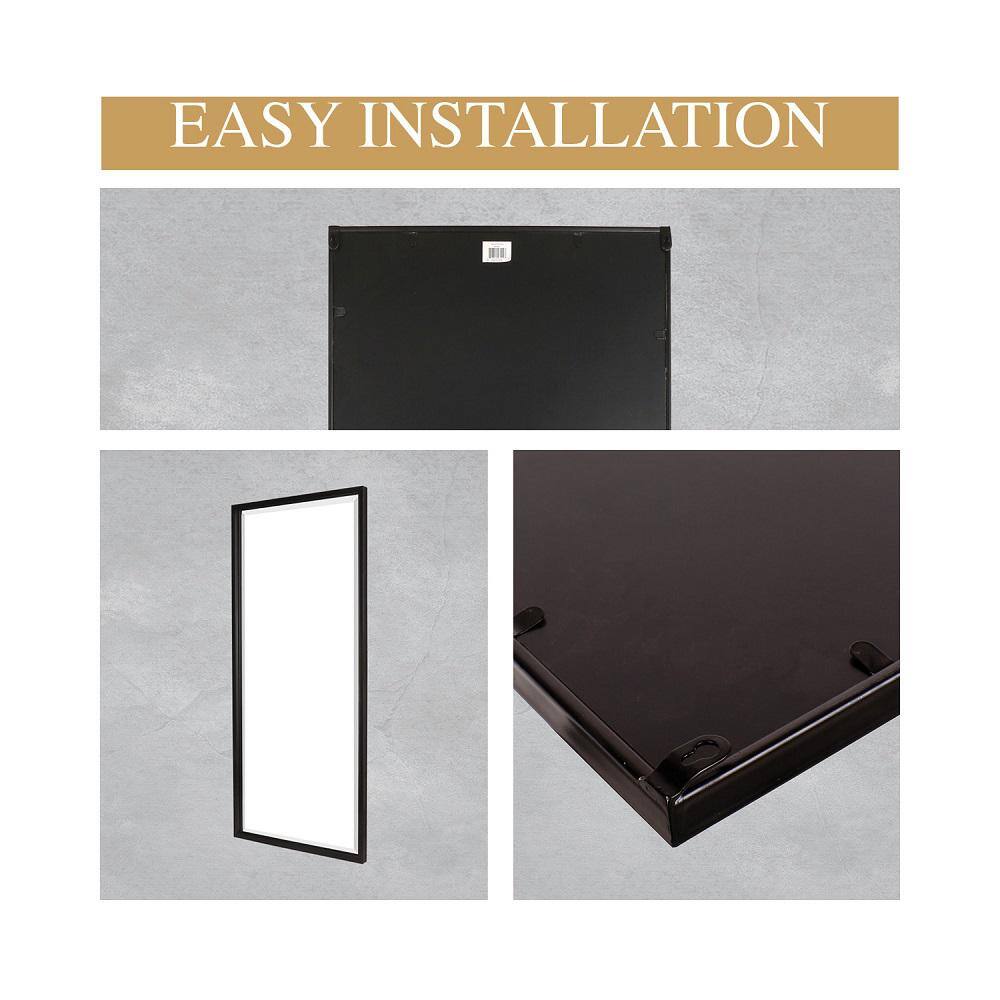 Black Metal Framed Full Length Rectangular Wall Mirror