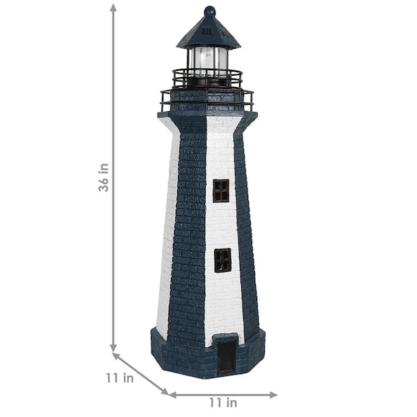 M 32" Small Outdoor Garden Yard White LED Solar Lighthouse Sculpture Statue 