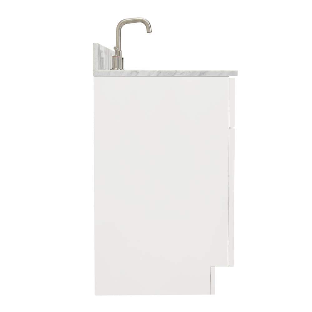 White Carrara Marble Top Freestanding Single Basin Vanity