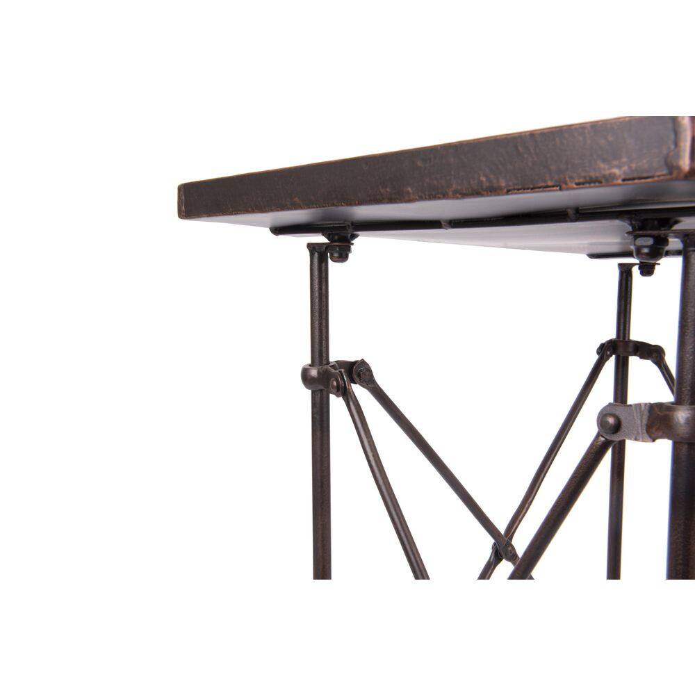 Rustic Bronze-Finish Metal Accent Table with Claw Feet