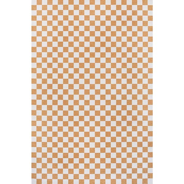 Ainsley Gold/Cream 3 ft. x 5 ft. Modern Cottage Checkerboard Washable Area Rug