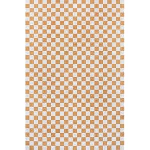 Ainsley Gold/Cream 5 ft. x 8 ft. Modern Cottage Checkerboard Washable Area Rug