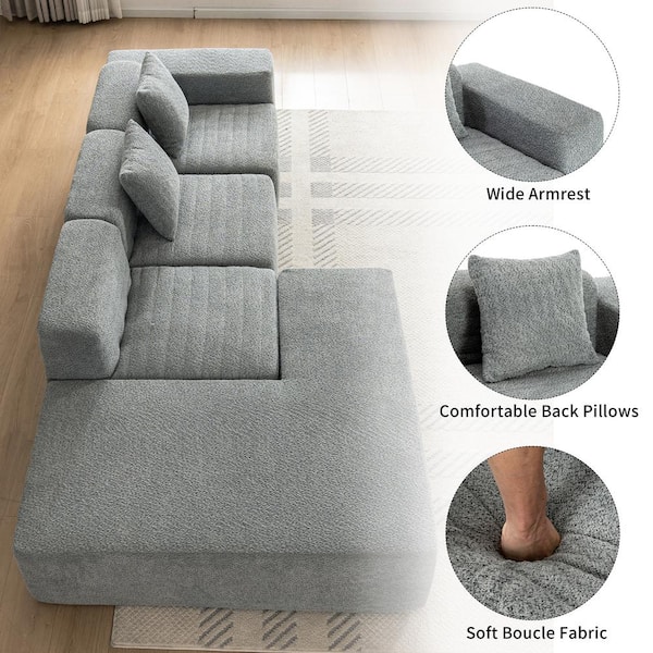 Nestfair 116.5 in. Fabric Boucle Full-Compressed Sectional