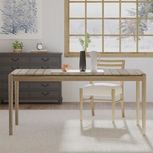 Demlow Light Ash Acacia Wood 4-legs Dining Table seats 6