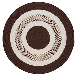Spiral II Brown 6 ft. x 6 ft. Round Indoor/Outdoor Patio Area Rug