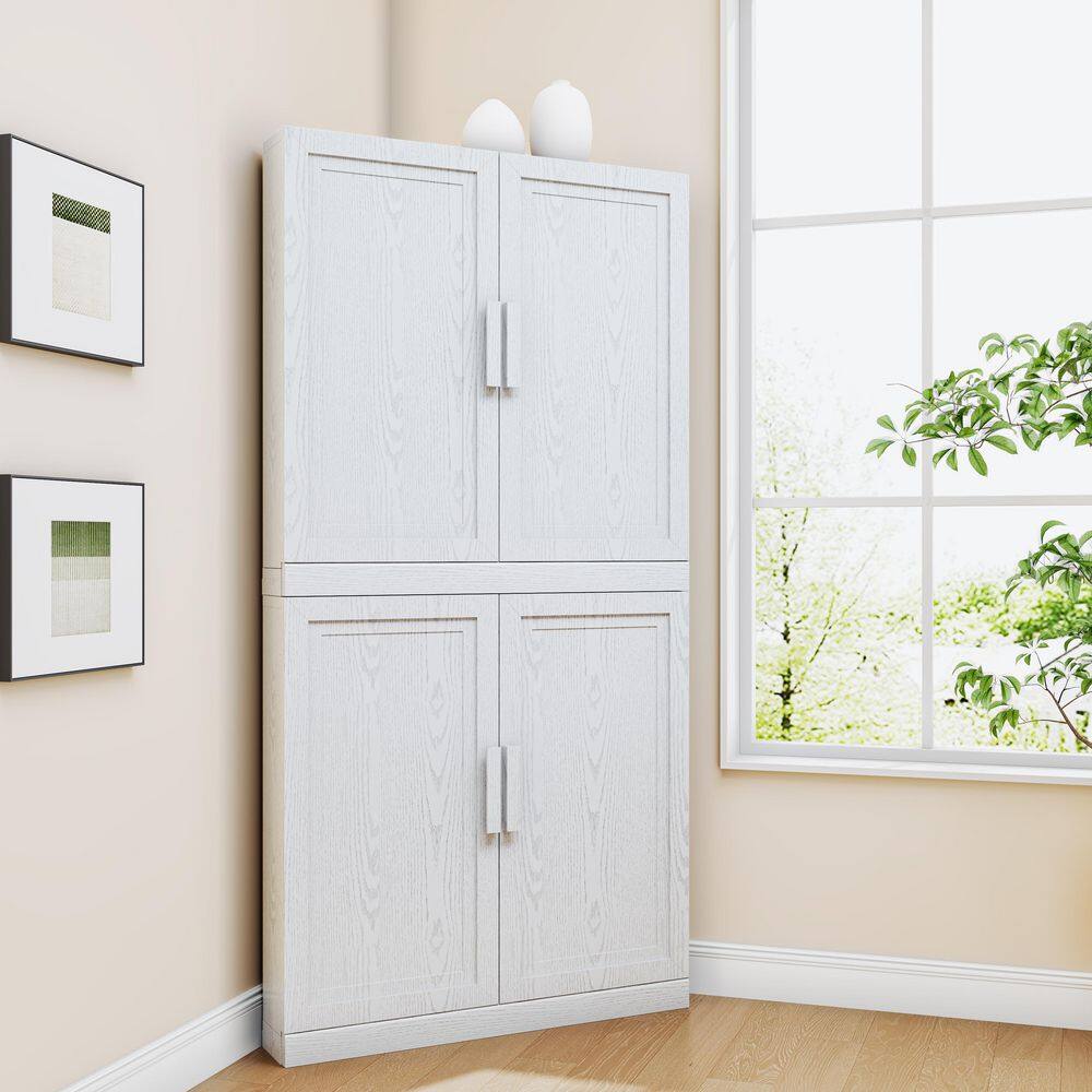 Solid Wood White 62 in. H Corner Cabinet Storage Cabinet with Adjustable Shelves price history on PriceWatchPro