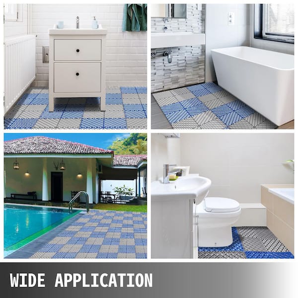 Interlocking Rubber Floor Tiles Mats Bathroom Tile with Drain