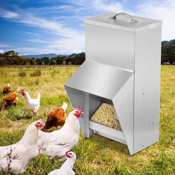 VEVOR Galvanized Poultry Feeder Holds 25 lbs. Feed Chicken Feeders